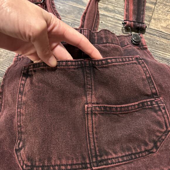 We the Free Red Denim Ziggy Shortalls Overalls Shorts Jean Women’s Medium - Picture 5 of 11